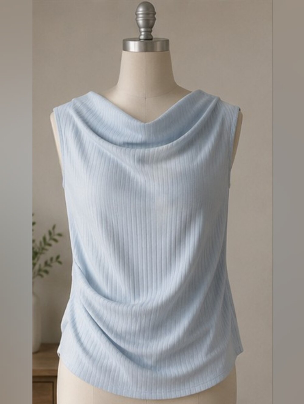 Light Blue Marc New York Sleeveless Cowl Neck Top